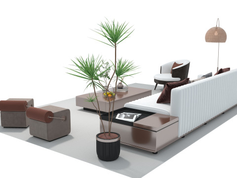 Fabric sofa set 17 3D Model