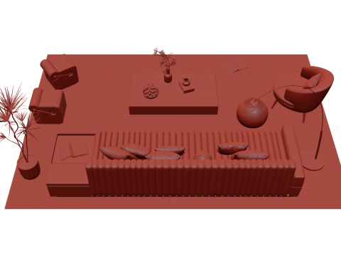 Fabric sofa set 17 3D Model