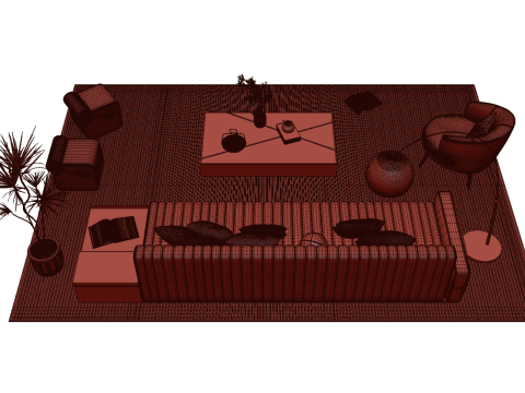 Fabric sofa set 17 3D Model