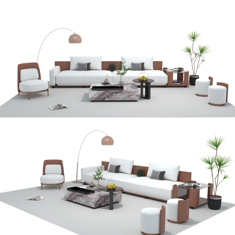 Fabric sofa set 18 3D Model .c4d .max .obj .3ds .fbx .stl .blend 