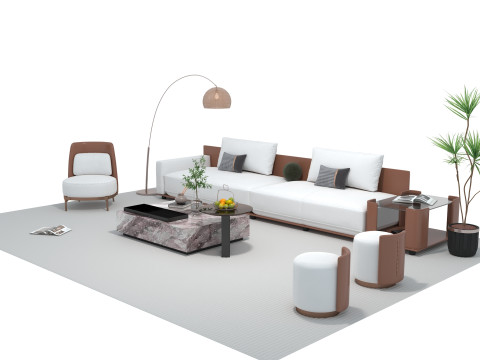 Fabric sofa set 18 3D Model
