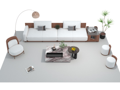 Fabric sofa set 18 3D Model