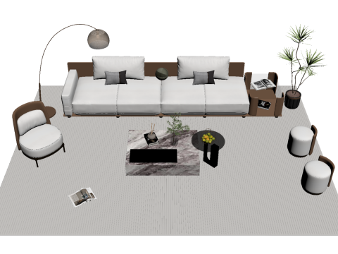 Fabric sofa set 18 3D Model