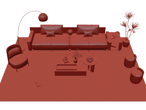 Fabric sofa set 18 3D Model