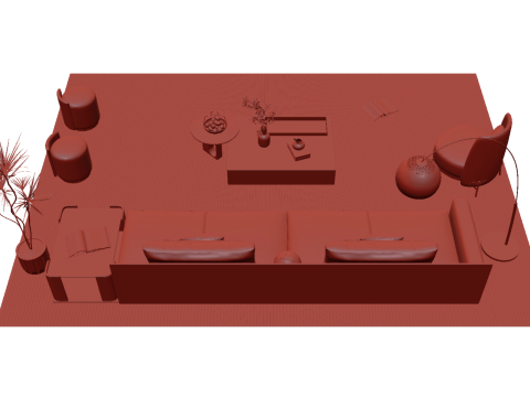 Fabric sofa set 18 3D Model