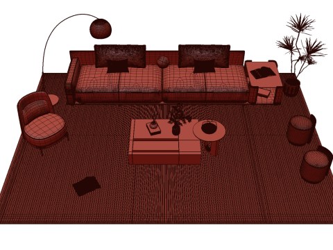 Fabric sofa set 18 3D Model