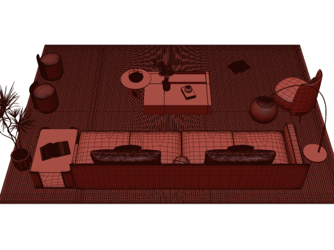 Fabric sofa set 18 3D Model