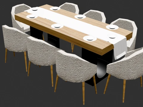 Heritage Modern Dining Table 8 Seater 3D Model