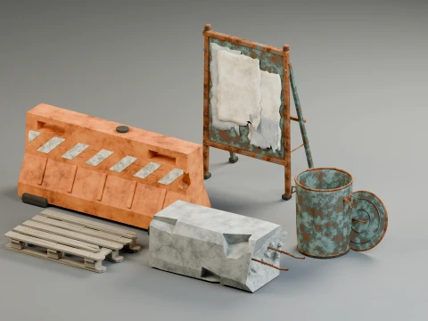 Abandoned Street Props Pack Modello 3D
