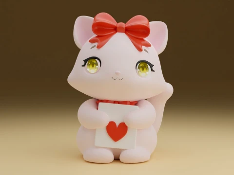 Valentine cat 3D 打印模型