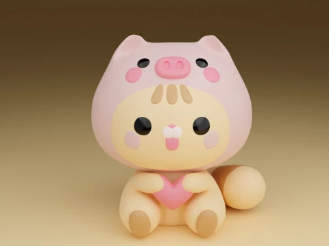 Valentine cat 3D 打印模型
