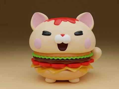 Hamburger cat 3D 打印模型