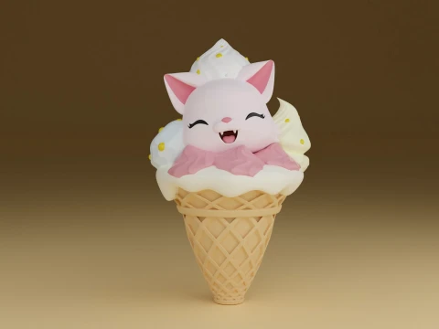 Ice cream cat 3D 打印模型