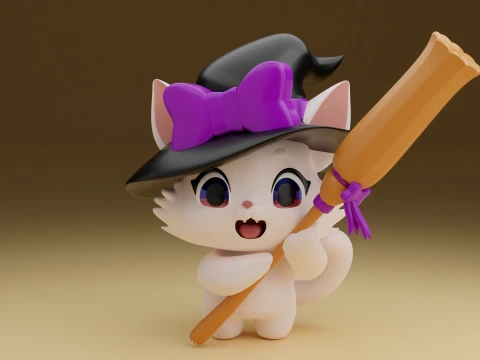 Halloween cat wizard 3D 打印模型