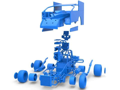 Northeast Outlaw Dirt Modified stock car V1 Scale 1 to 25 3D Print Model