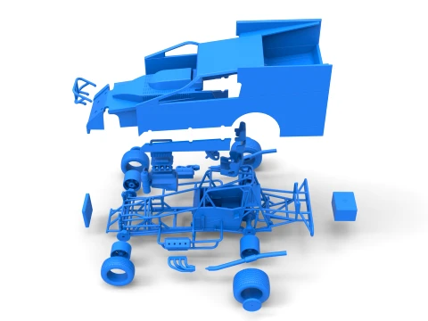 Northeast Outlaw Dirt Modified stock car V1 Scale 1 to 25 3D Print Model
