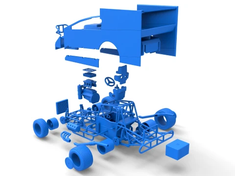 Northeast Outlaw Dirt Modified stock car V1 Scale 1 to 25 3D Print Model