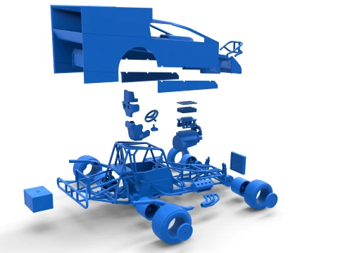 Northeast Outlaw Dirt Modified stock car V1 Scale 1 to 25 3D Print Model