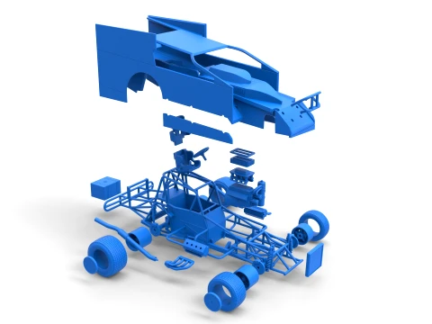 Northeast Outlaw Dirt Modified stock car V1 Scale 1 to 25 3D Print Model