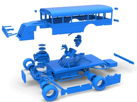 Outlaw Figure 8 Modified stock car as School bus Scale 1 to 25 3D Print Model