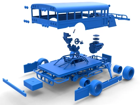 Outlaw Figure 8 Modified stock car as School bus Scale 1 to 25 3D Print Model