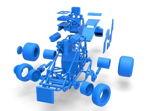 Sprint car while turning Scale 1 to 25 3D Print Model
