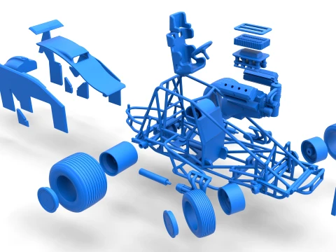 Sprint car while turning Scale 1 to 25 3D Print Model