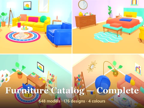 Furniture Catalog - Complete - 648 Low-Poly Models 3D Model