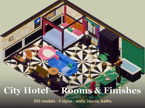 City Hotel - Rooms Finishes - 395 Low-Poly Models 3D Model